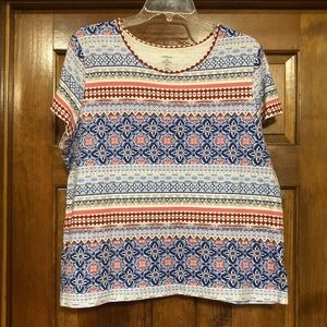 XXL Croft & Barrow Blue, Red, and Pink Pattern Classic Tee